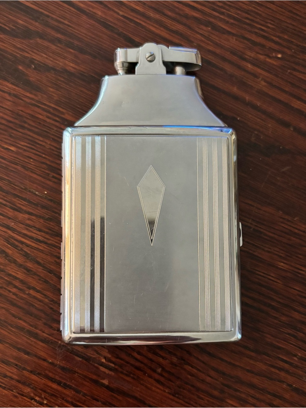 Ronson Mastercase Vintage Silver Tone Art Deco Pocket Lighter and Cigarette Cas